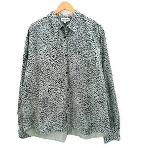 KENZO Green Black Spotted Long Sleeve Button Down Dress Shirt Mens 44 / 17.5